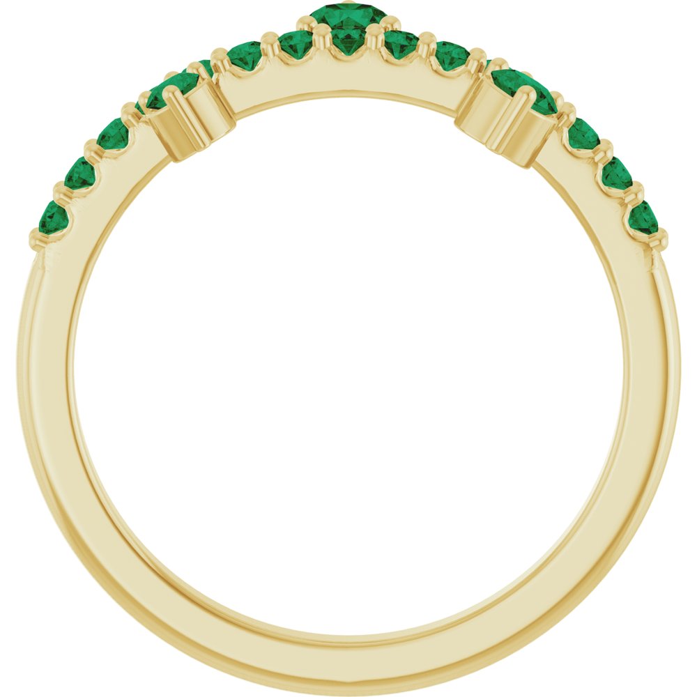 14K Yellow Lab-Grown Emerald Ring