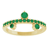 14K Yellow Natural Emerald Ring