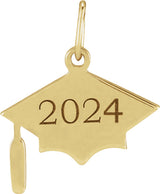 14K Yellow Engravable Graduation Cap Pendant