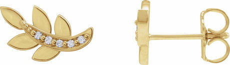 14K Yellow Gold .07 CTW Natural Diamond Leaf Earrings
