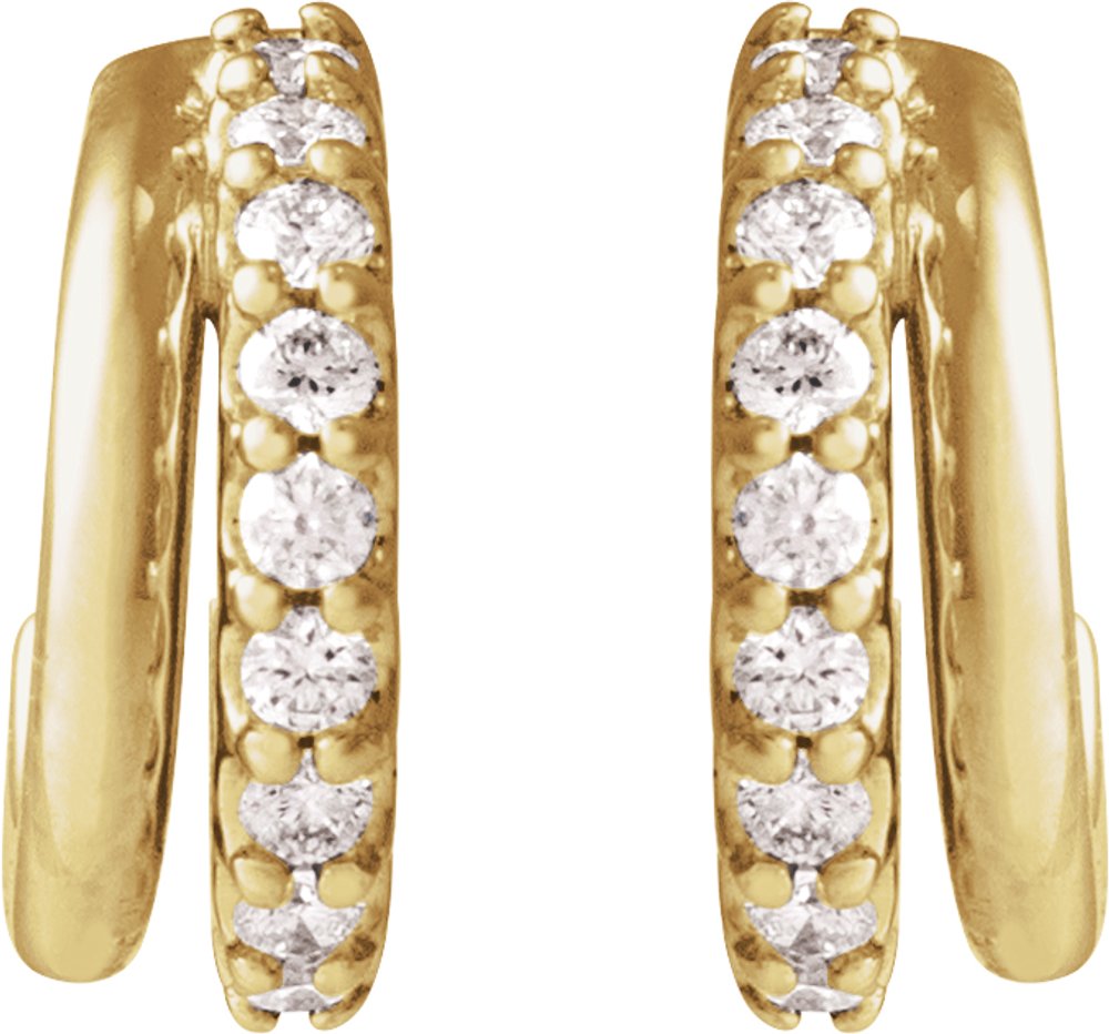 14K Yellow Gold 1/6 CTW Natural Diamond Hoop Earrings