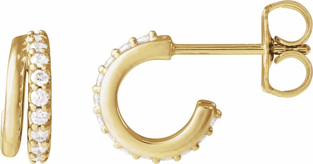 14K Yellow Gold 1/6 CTW Natural Diamond Hoop Earrings