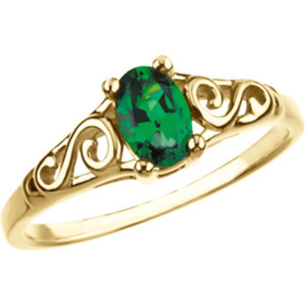 14K Yellow May Imitation Birthstone Ring 