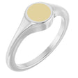 14K White/Yellow Engravable Round Signet Ring