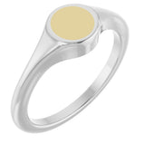 14K White/Yellow Engravable Round Signet Ring