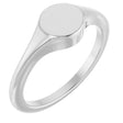 14K White Engravable Round Signet Ring