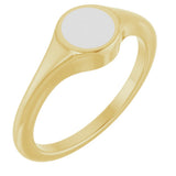 14K Yellow/White Engravable Round Signet Ring