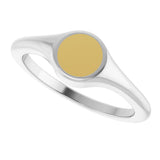 14K White/Yellow Engravable Round Signet Ring