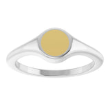 14K White/Yellow Engravable Round Signet Ring