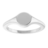 14K White Engravable Round Signet Ring