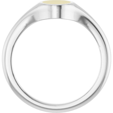 14K White/Yellow Engravable Round Signet Ring