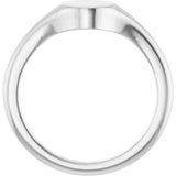 14K White Engravable Round Signet Ring