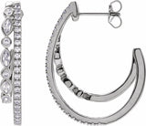 14K White 1 1/5 CTW Natural Diamond 30.5 mm Hoop Earrings