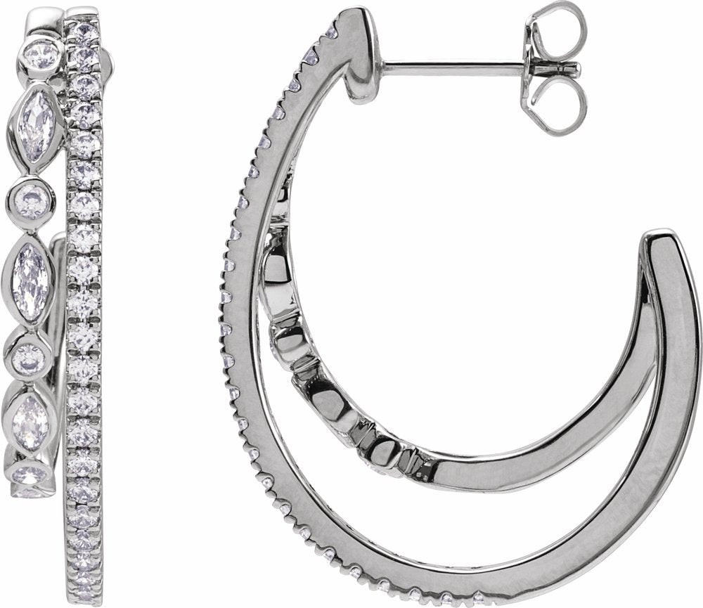 14K White Gold 1 1/5 CTW Lab-Grown Diamond 30.5 mm Hoop Earrings