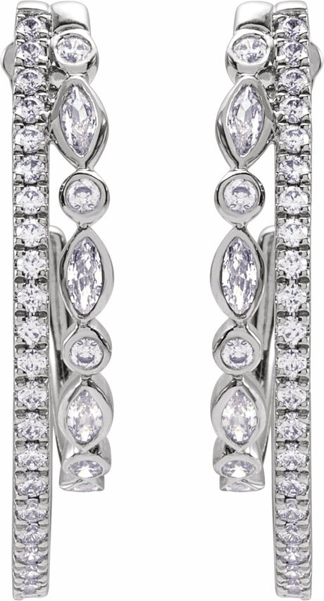 14K White Gold 1 1/5 CTW Lab-Grown Diamond 30.5 mm Hoop Earrings