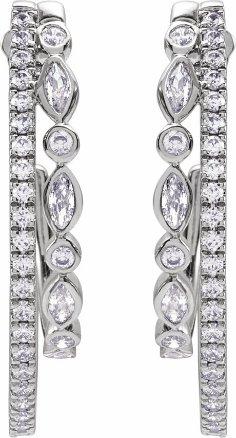 14K White 1 1/5 CTW Lab-Grown Diamond 30.5 mm Hoop Earrings