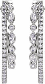 14K White Gold 1 1/5 CTW Lab-Grown Diamond 30.5 mm Hoop Earrings