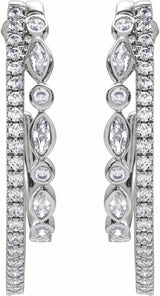 14K White 1 1/5 CTW Lab-Grown Diamond 30.5 mm Hoop Earrings
