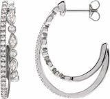 14K White 1 1/5 CTW Natural Diamond 30.5 mm Hoop Earrings