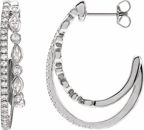 14K White Gold 1 1/5 CTW Lab-Grown Diamond 30.5 mm Hoop Earrings