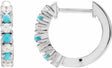 14K White Natural Turquoise & 1/3 CTW Natural Diamond Hoop Earrings