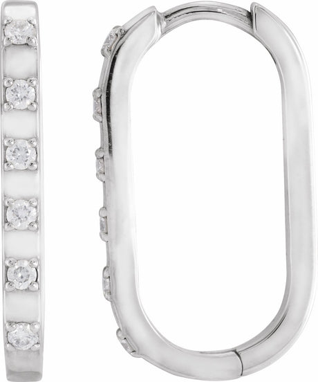 14K White Gold 1/6 CTW Natural Diamond 19.5 mm Hoop Earrings