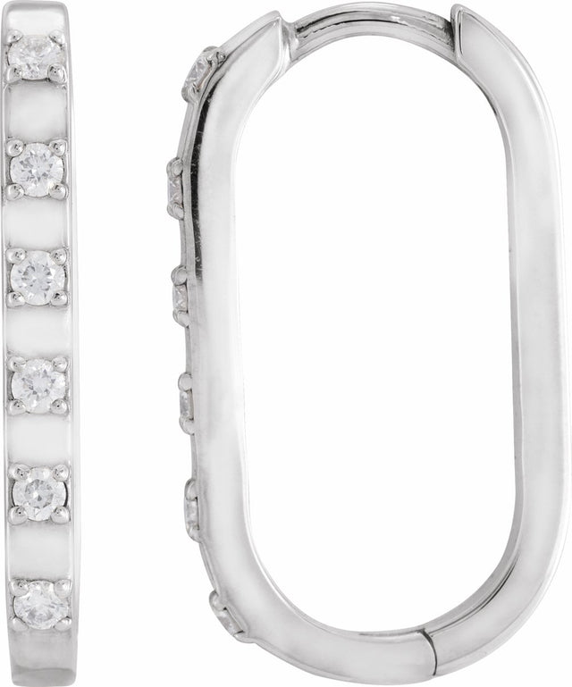 14K White Gold 1/6 CTW Natural Diamond 19.5 mm Hoop Earrings