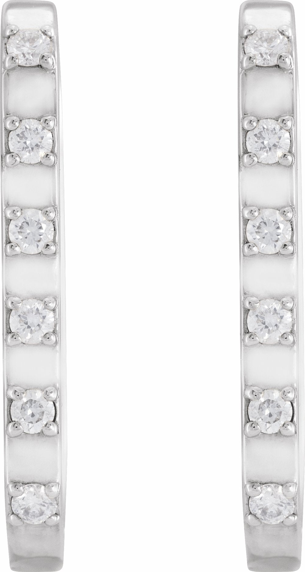 14K White 1/6 CTW Natural Diamond 19.5 mm Hoop Earrings