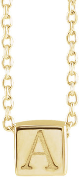 14K Yellow Gold 5x5 mm Cube 18" Necklace