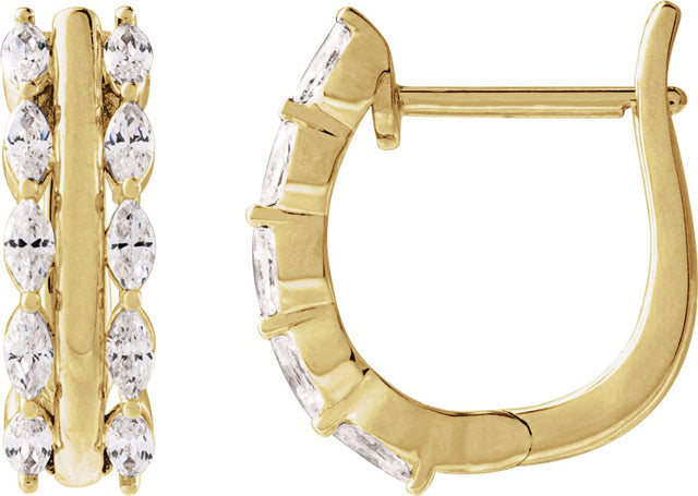 14K Yellow Gold 5/8 CTW Natural Diamond Hinged 15 mm Hoop Earrings