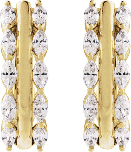 14K Yellow Gold 5/8 CTW Natural Diamond Hinged 15 mm Hoop Earrings