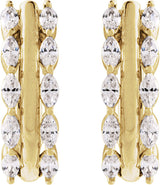 14K Yellow Gold 5/8 CTW Natural Diamond Hinged 15 mm Hoop Earrings