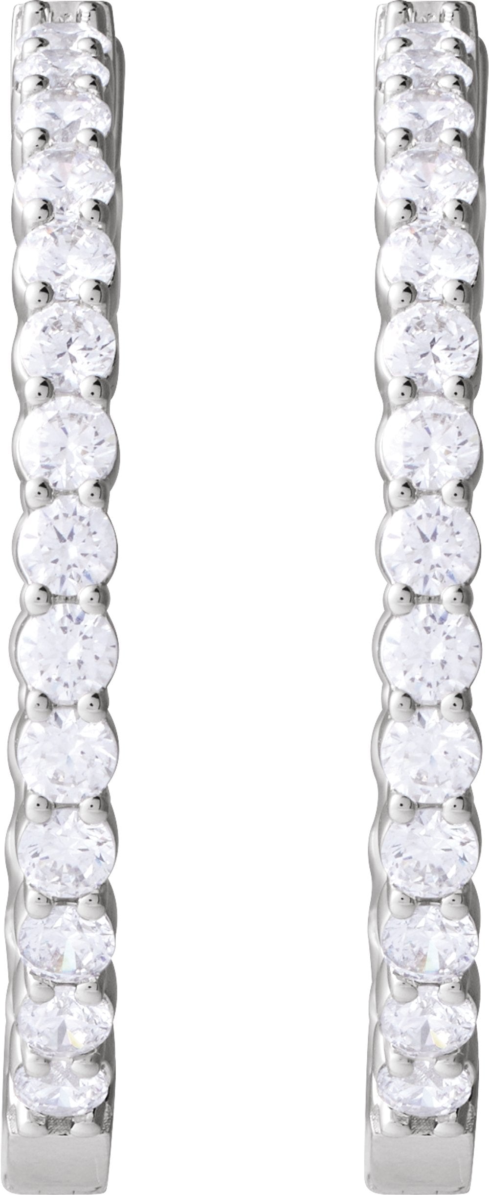 14K White 5 CTW Natural Diamond Inside-Outside Hinged 37.8 mm Hoop Earrings