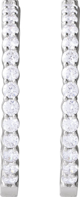 14K White Gold 5 CTW Lab-Grown Diamond Inside-Outside Hinged 37.8 mm Hoop Earrings