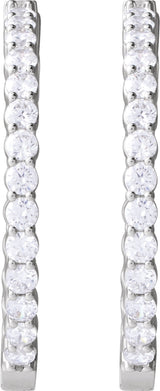 14K White 5 CTW Lab-Grown Diamond Inside-Outside Hinged 37.8 mm Hoop Earrings