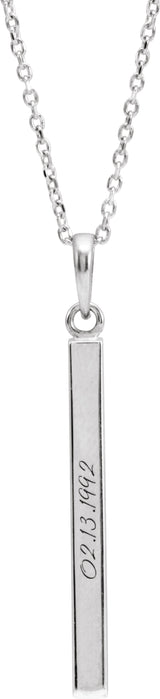 14K White Engravable Four-Sided Bar 16-18" Necklace