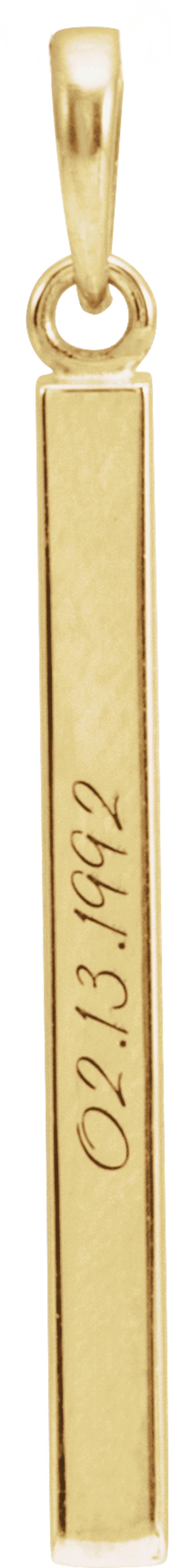 14K Yellow Engravable Four-Sided Bar Pendant