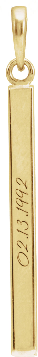 14K Yellow Engravable Four-Sided Bar Pendant