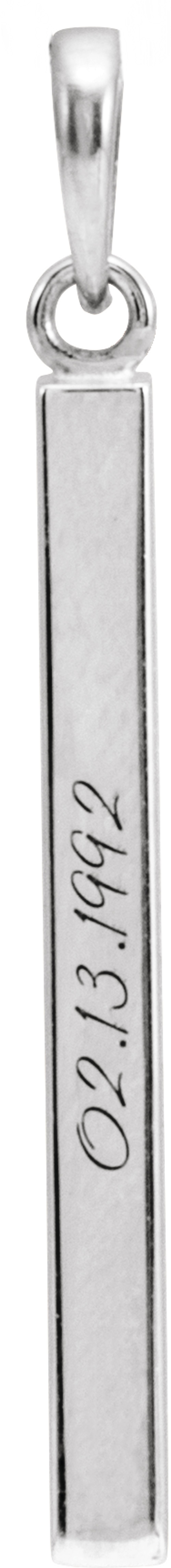 Platinum Engravable Four-Sided Bar Pendant