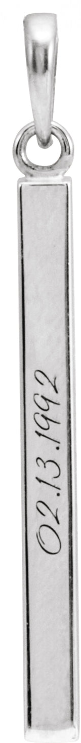 Platinum Engravable Four-Sided Bar Pendant