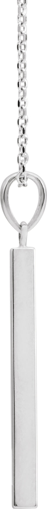 14K White Gold Engravable Four-Sided Bar 16-18" Necklace