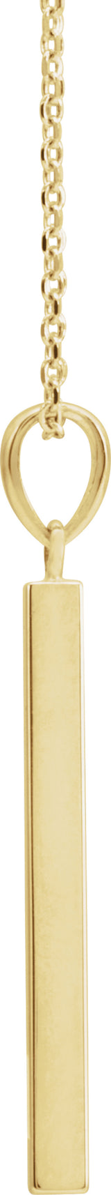 14K Yellow Gold Engravable Four-Sided Bar 16-18" Necklace