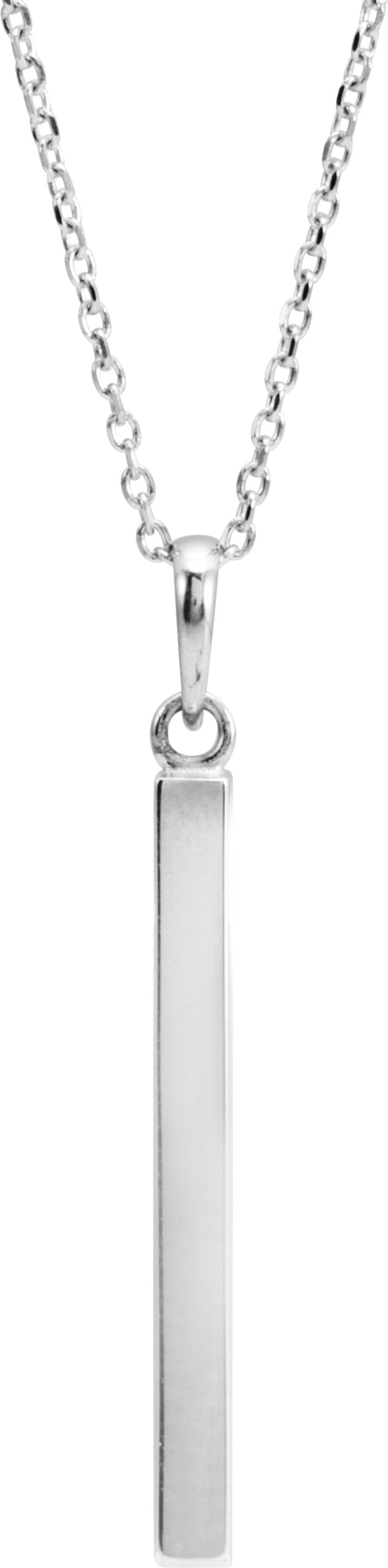 Sterling Silver Engravable Four-Sided Bar 16-18" Necklace