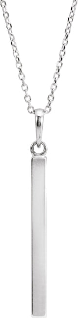 Sterling Silver Engravable Four-Sided Bar 16-18" Necklace
