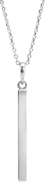14K White Gold Engravable Four-Sided Bar 16-18" Necklace