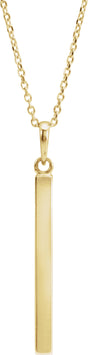 14K Yellow Gold Engravable Four-Sided Bar 16-18" Necklace
