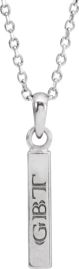 Sterling Silver Engravable Four-Sided Bar 16-18" Necklace