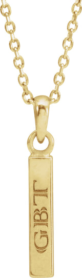 14K Yellow Gold Engravable Four-Sided Bar 16-18" Necklace