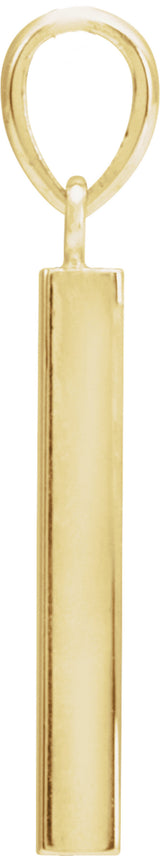 14K Yellow Gold Engravable Four-Sided Bar Pendant