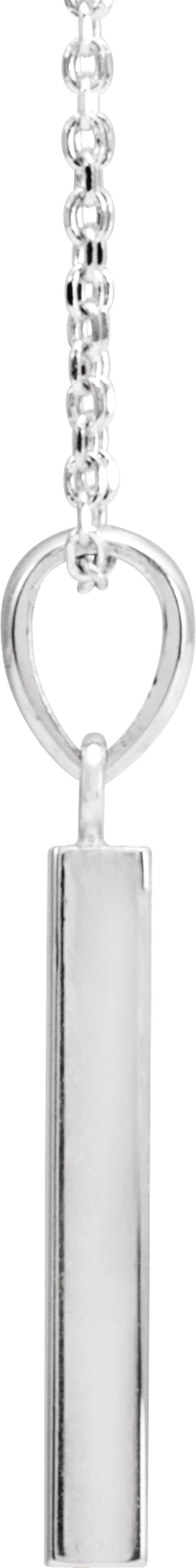 14K White Engravable Four-Sided Bar 16-18" Necklace